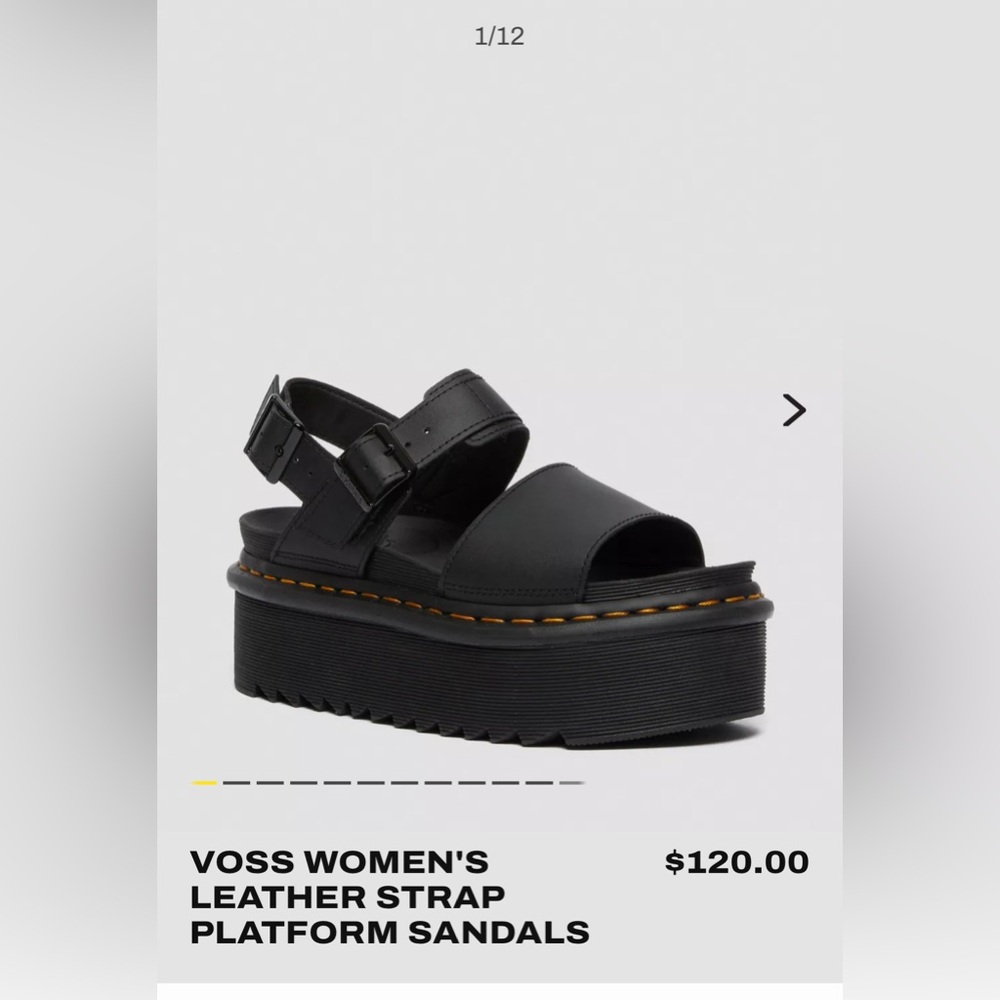 Dr Martens VOSS WOMEN'S LEATHER STRAP PLATFORM SANDALS in Size 7